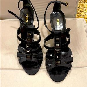 Fendi Black satin sandals
